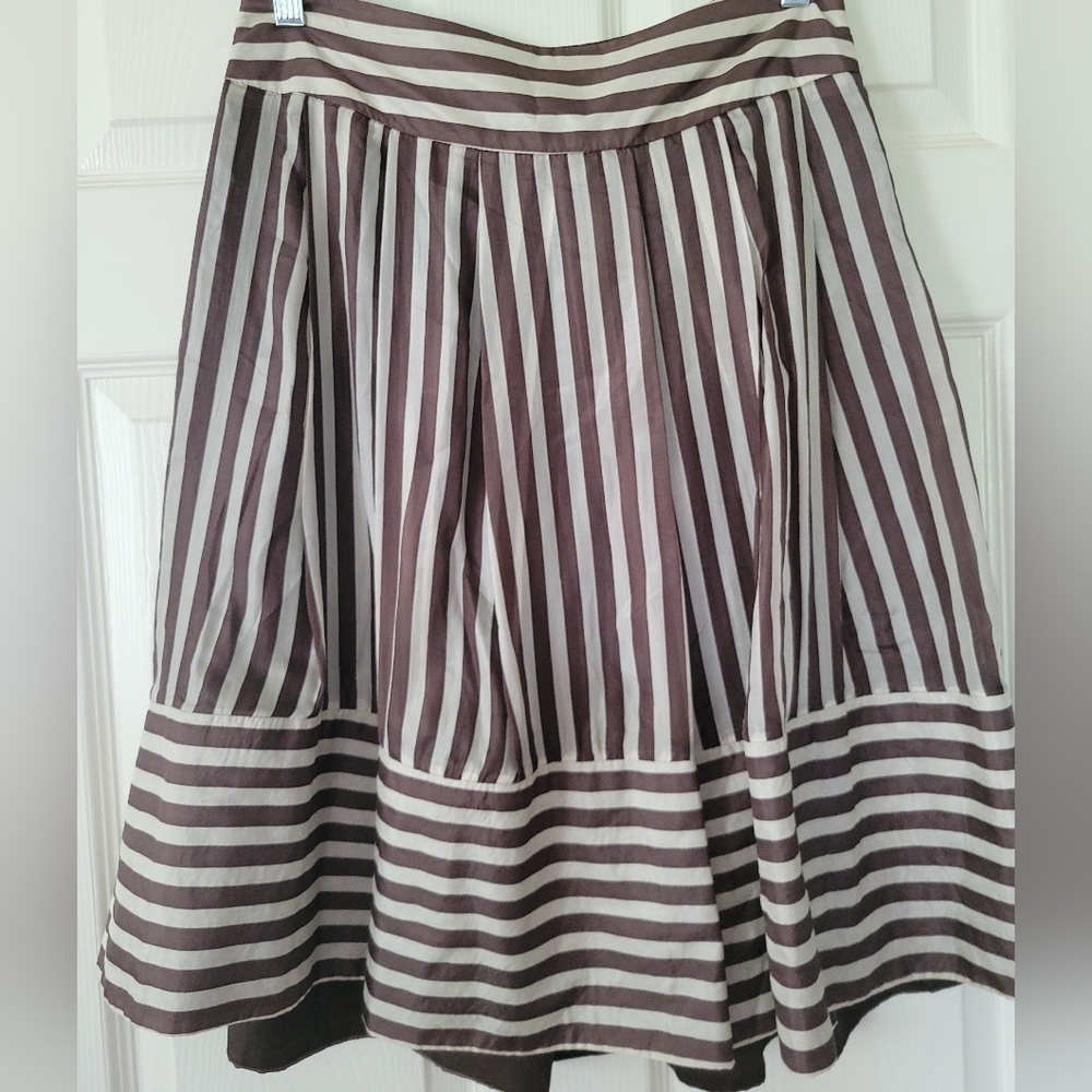 Zara Basic Womens Silk Side Zipper Mixed Pattern Stripes Lined Size Small Skirt